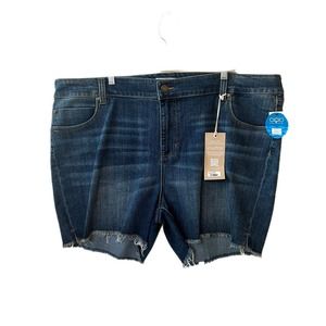 LIVERPOOL NWT Women's Jean Shorts ECOLogical Hapswell Blue Frayed Hem Size 24W